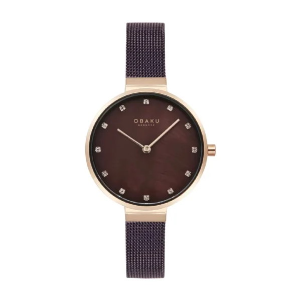 Obaku (โอบากุ) นาฬิกาผู้หญิง Reloj ระบบควอตซ์ ขนาดตัวเรือน 30 มม. สีน้ำตาล - Image 2